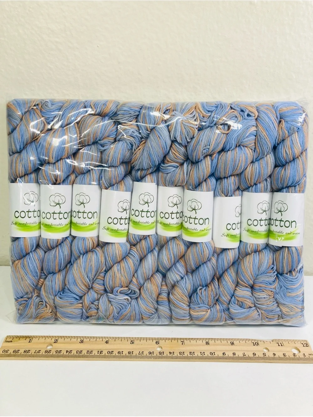 10 NEW (~500g total, ~50g ea.) 100% Cotton Variegated Hanks in  Seashore